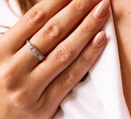 woman wearing diamond ring